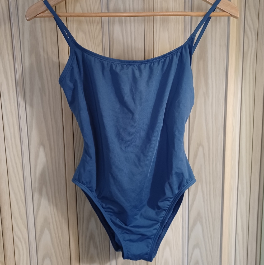 Anne Cole One Piece Bathing Suit Blue EUC Size 12 with separate swim skirt